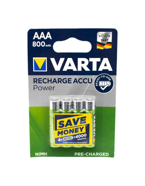 Pila recargable Varta AAA 800mAh blister de 4 56703101404