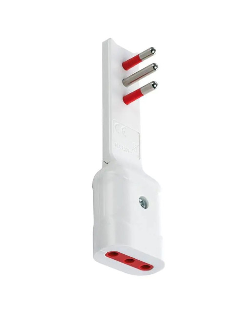 Adaptateur Elcart ultra plat fiche 10A - prise 10A 2P+T blanc 280127200