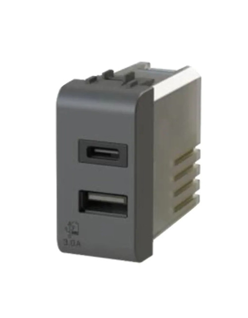 Presa USB 4Box 3.0A per serie Gewiss Chorus nera 4B.G12.USB.30