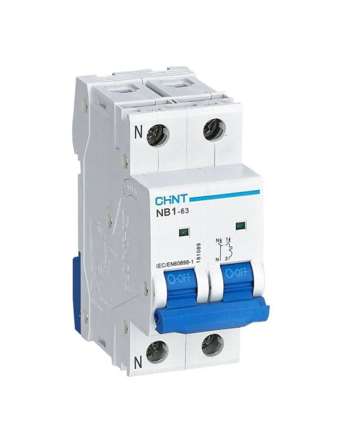 Chint NB1-63 1P+N 6A 6kA C Interrupteur magnétothermique 2 modules 180243