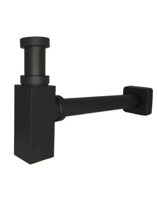 Matt black square sink drain siphon