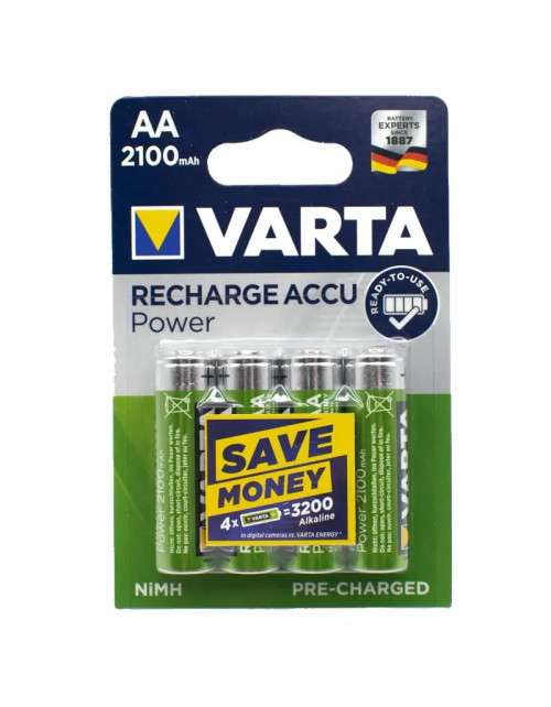 Varta wiederaufladbare AA-Batterie 2100 mAh, Blisterpackung mit 4 Stück 56706101404