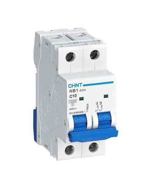 Chint NB1-63H 2P 10A 10kA C Interrupteur magnétothermique 2 modules 179824