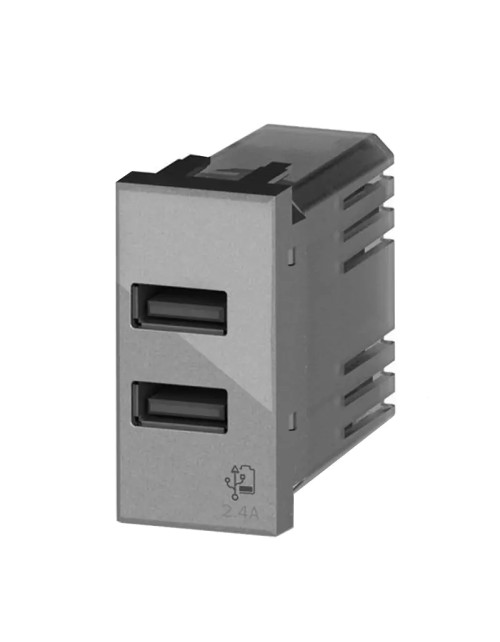 4Box 2,4A Doppel-USB-Buchse für Bticino Axolute grau 4B.HC.USB.24