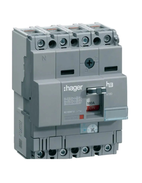 Hager 4P 160A 25KA X160 interruptor de liberación termomagnético de caja moldeada HHA161H