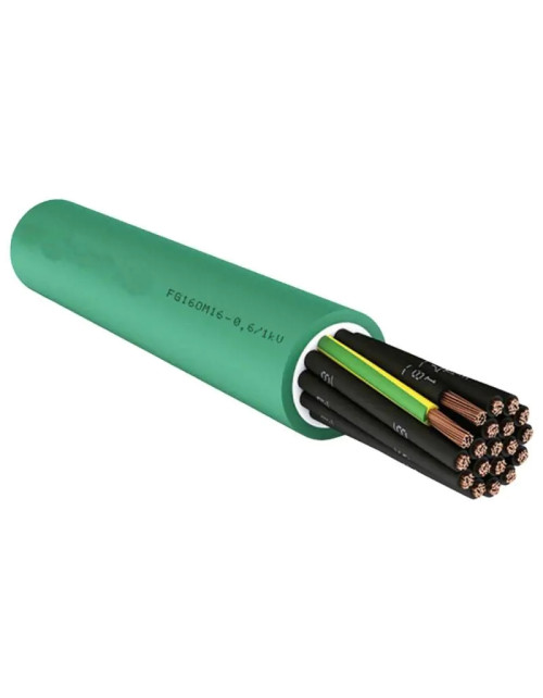 Câble d'énergie multipolaire FG16OM16 16x1,5 mm2 0,6/1 kv Jaune Vert