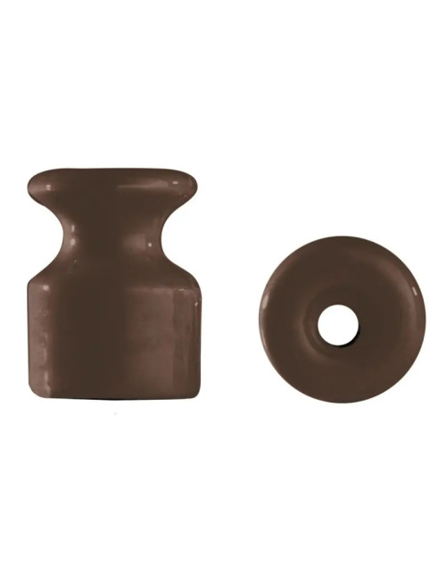 Gambarelli insulator in brown porcelain with screws and plugs 01202