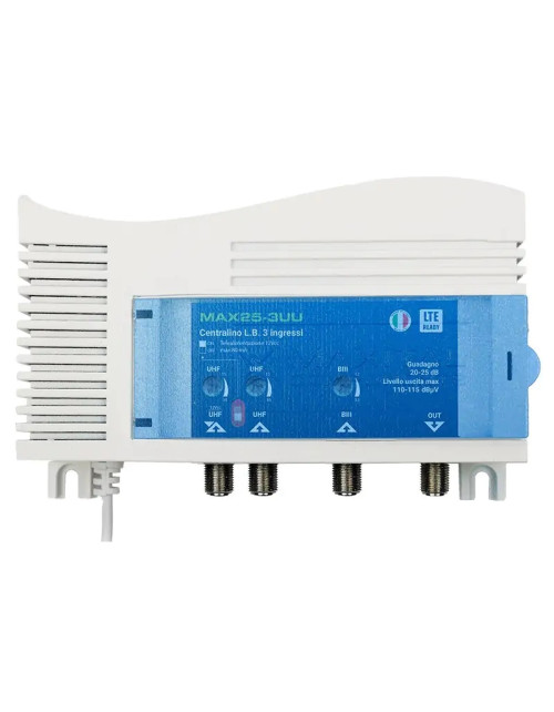 FTE switchboard with 3 BIII+ DAB /UHF/UHF 25DB MAX25-3UU inputs