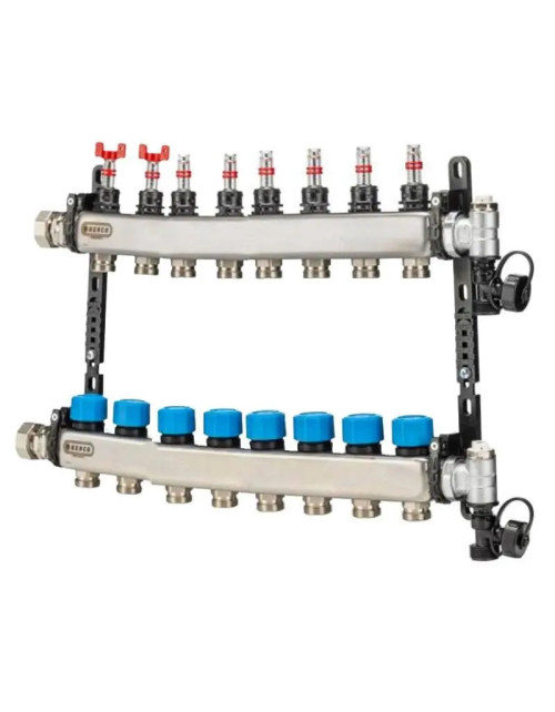 Cappellotto MDSS manifold for 8-way 1 inch UFH5708 radiant systems