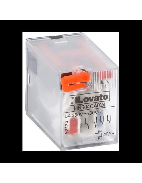 Lovato industrial relay 5A 4 exchanges 24VAC + LED HR604CA024