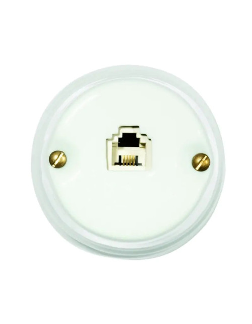 Gambarelli RJ11 telephone socket in white porcelain 00220