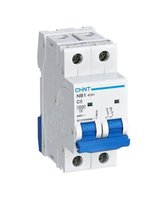 Chint NB1-63H 2P 6A 10kA C Interrupteur magnétothermique 2 modules 179835