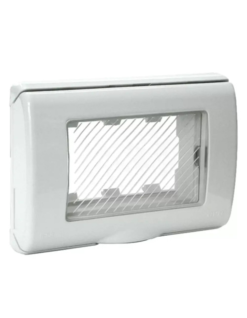 Plaque autoportante Ave IP55 avec membrane 3 modules RAL7035 45SP43N