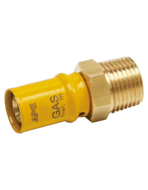 Straight fitting for gas Ape M 1/2 x 20 mm brass 3AP6011220