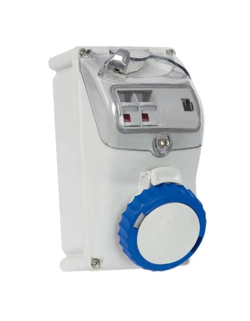 Fanton portafusibles toma industrial 2P+T 16A 230V IP67 azul 73350