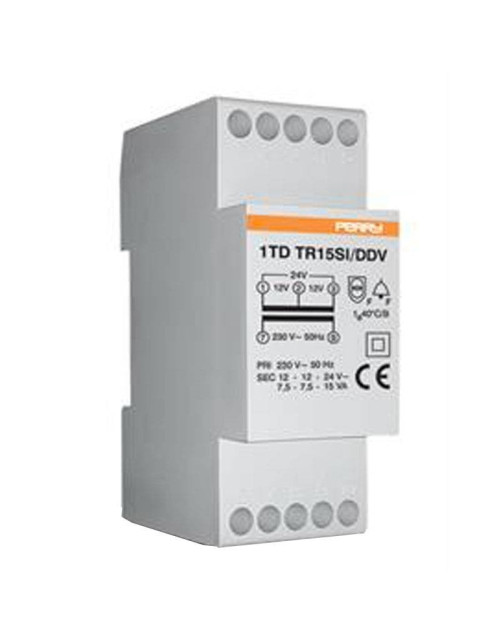 Trasformatore Perry 15VA uscite 12-12-24V 2 DIN IP40 1TDTR15SI/DDV