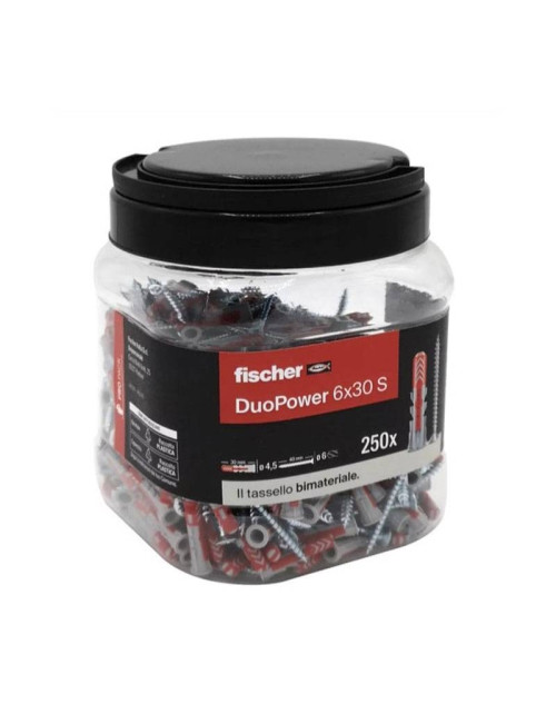 Jar with Fischer DuoPower anchors 6x30 250 pieces 572885