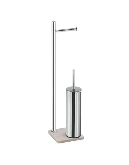 Gedy Trilly chrome/beige roll holder stand with toilet brush TR32-03