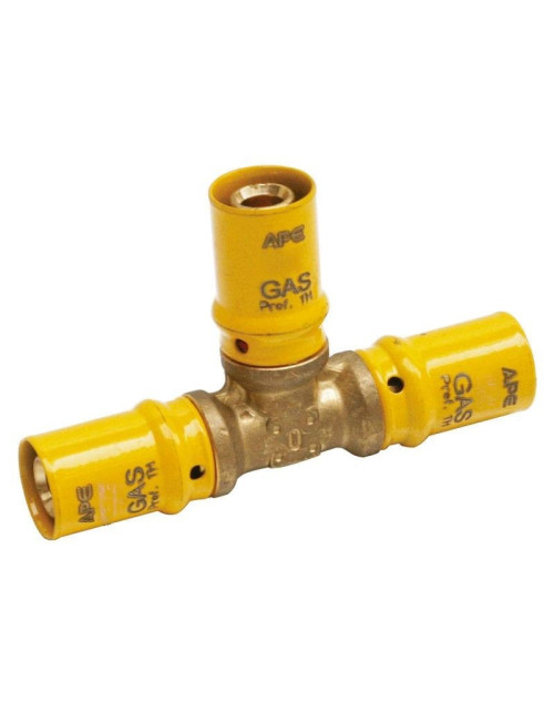 Racor Ape gas T diámetro 20 mm en latón 3AP631202020