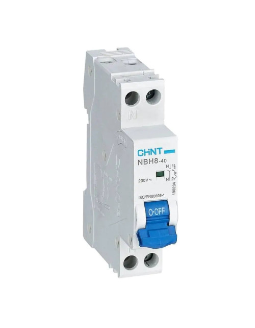 Chint NBH8-40 1P+N 20A 4.5kA C 1 Module 190237 Circuit Breaker