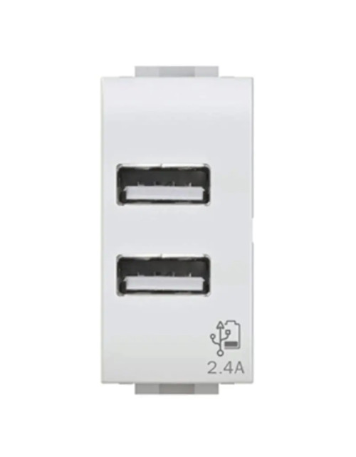 4Box 2.4A double USB socket for Vimar Plana white 4B.V14.USB.24