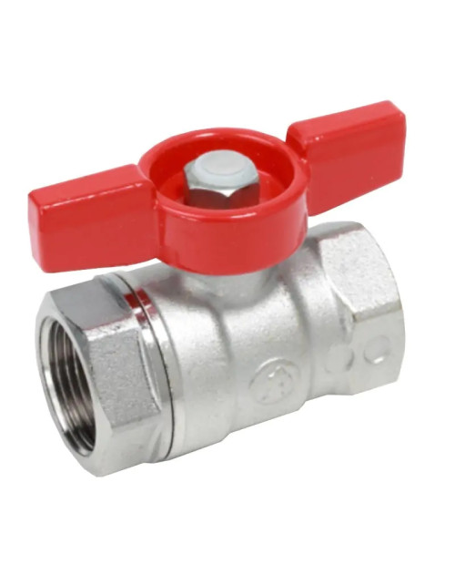 Giacomini valve FF 3/4 connections, red butterfly handle R251X004