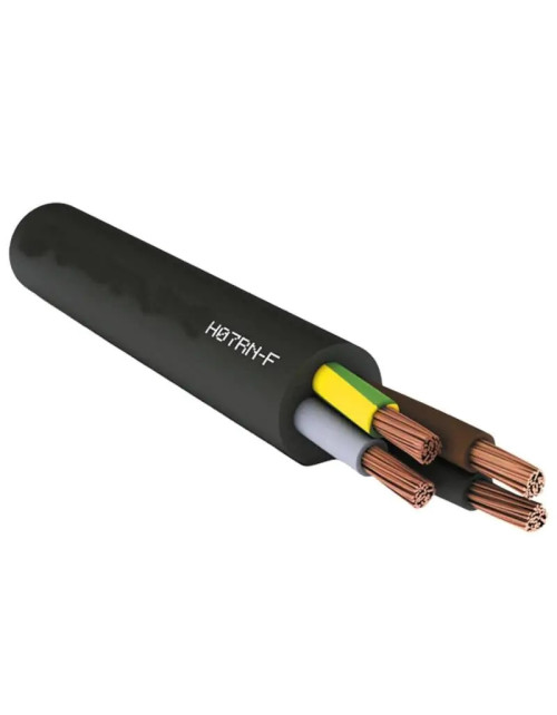 Cable revestido de policloropreno 5G 16 mm2 450/750 V con amarillo/verde H07RN-F negro