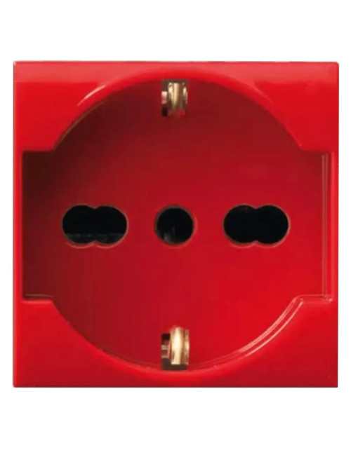 Ave LIFE red double-pass Schuko socket 2 modules 442090/15TSR