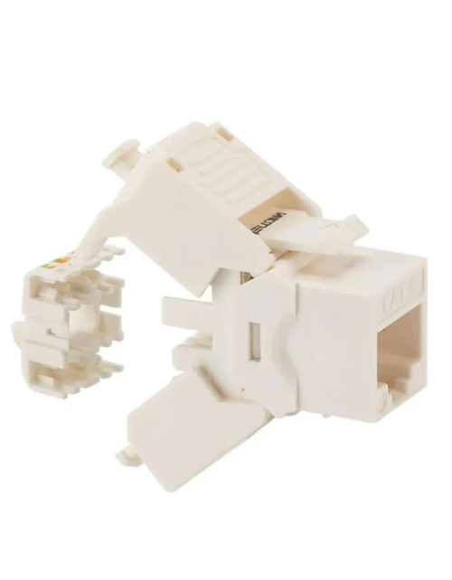 Fanton RJ45 UTP CAT.6 white vertical socket with click 23713