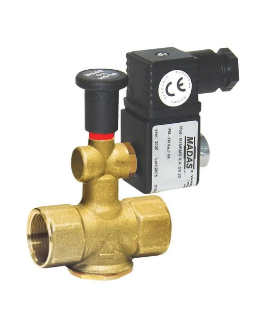 Ferrari Gas Solenoid Valve Manual Reset 1 inch in brass 042302