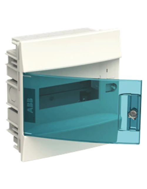 ABB 8 module IP41 flush-mounted switchboard with petrol blue white door 41A08X12