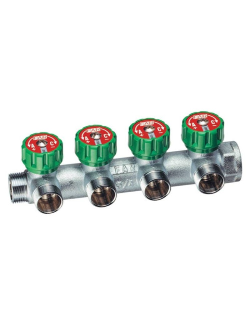 Collecteur éloigné 3856 MF 4 voies 3/4" avec butées manuelles 3856 34