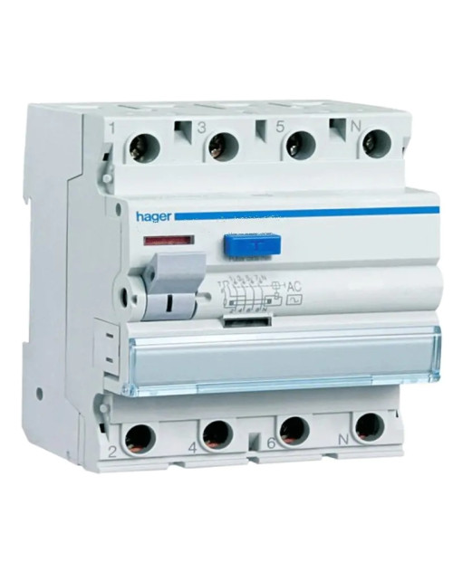 Disyuntor de corriente residual Hager 4P 25A 300MA AC 4 módulos CFC425H