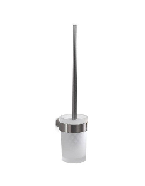 Wall mounted toilet brush holder Gedy Pirenei brushed steel glass PI33-38