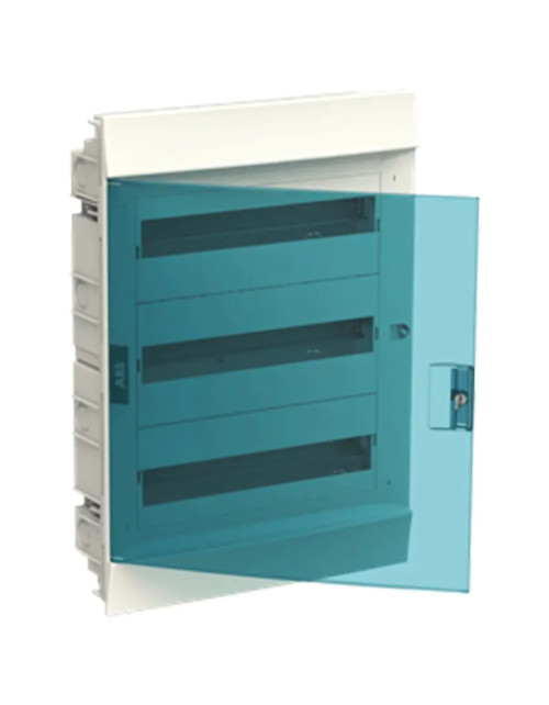 ABB flush-mounted switchboard 54 modules IP41 petrol blue white door 3 rows 41A18X32