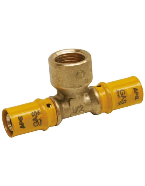 Ape F 1/2 x 16 mm brass T-fitting for gas 3AP6321216