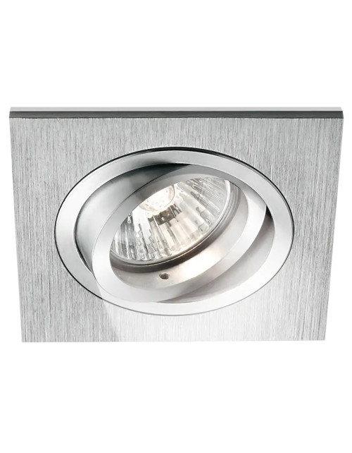 Nobile square recessed spotlight in satin aluminum, adjustable 230V 50W 9088