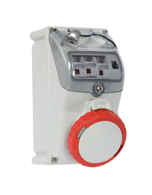 Fanton prise industrielle porte fusible 3P+T 16A 400V IP67 rouge 73354