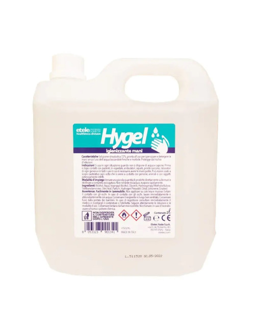 Etelec HYGEL waterless hand sanitizer 2 Liters VS02XL