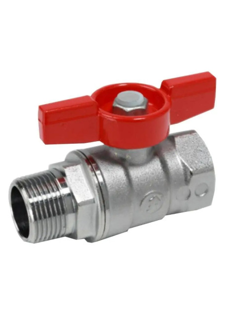 Giacomini M/F 3/8 ball valve with red butterfly handle R254X002