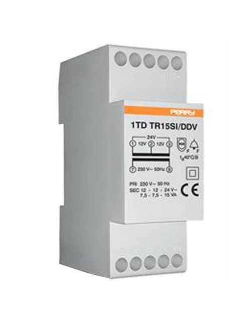Transformador Perry 15VA salidas 4-8-12V 2 DIN IP40 1TDTR15SI/QOD