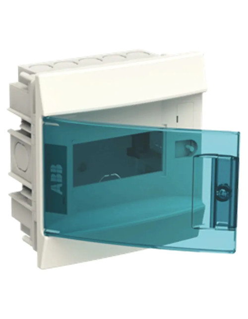 ABB 6-module IP41 front panel with white petrol blue door 41F06X12