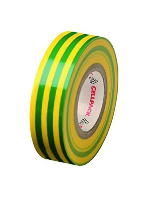 Cinta aislante de PVC Cellpack amarillo/verde 0.15mm x 19 mm x 25 m 145796