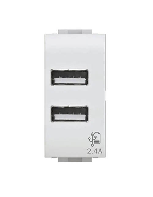 4Box 2.4A double USB socket for Bticino Livinglight white 4B.N.USB.24