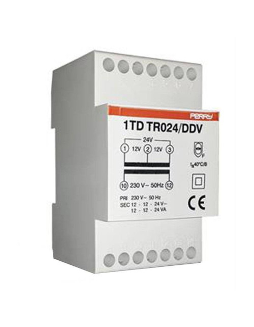 Transformador Perry 24VA salidas 12-12-24V 3 DIN IP40 1TDTR024/DDV