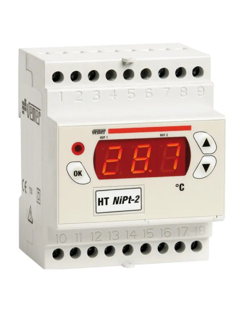Vemer HT NiPt-2DA digitaler DIN-Schienen-Temperaturregler VM631900