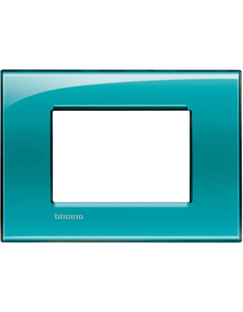 Plaque carrée Bticino Livinglight 3 modules, couleur vert foncé LNA4803VD