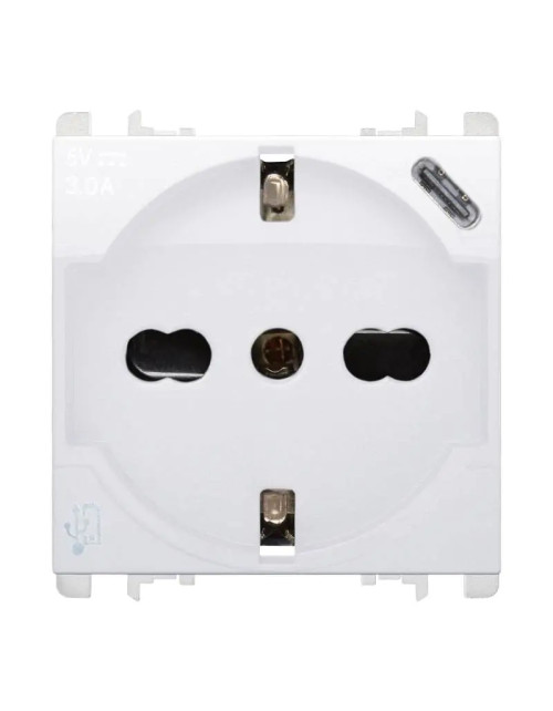 Schuko socket P40 Urmet Simon Nea 250V with USB 5V 3A Ice White 10312/2BG