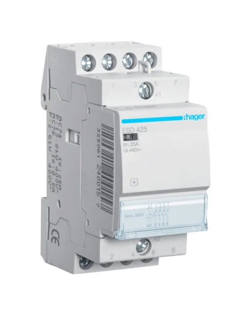 Contactor Hager 25A 4NA 24VAC ECO 2 módulo ESD425