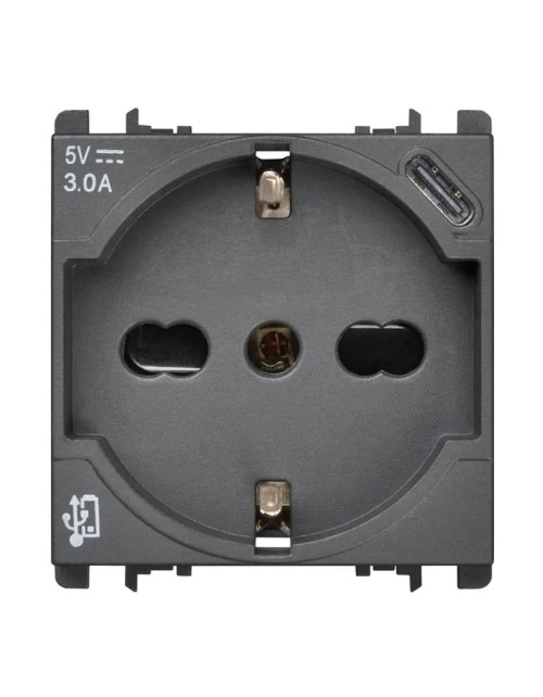 Schuko socket P40 Urmet Simon Nea 250V with USB 5V 3A Anthracite 10312/2